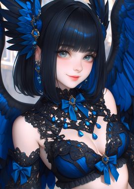 Blue-Winged Anime Girl