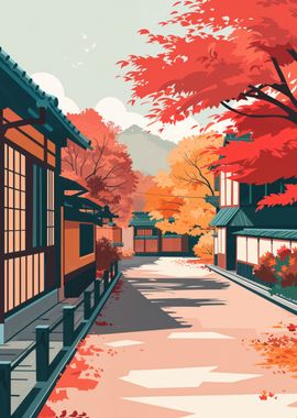 Autumn Street in Japan