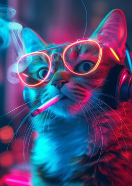 Cool Cat in Neon Lights