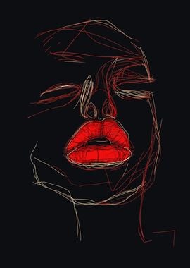 Red Lips Abstract Portrait