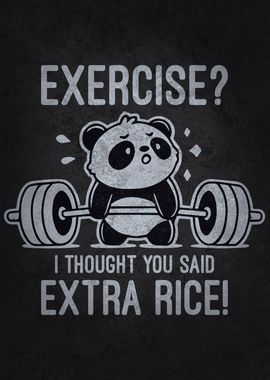 Exercise I Thought You Said Extra Rice - Funny Panda Lifting Weights