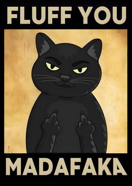 Funny Black Cat Middle Finger