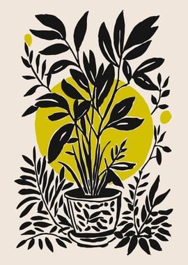 Black and Yellow Plant Illustration