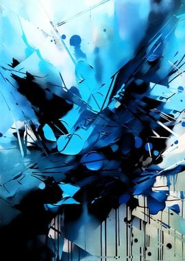 Abstract Blue and Black Art 07