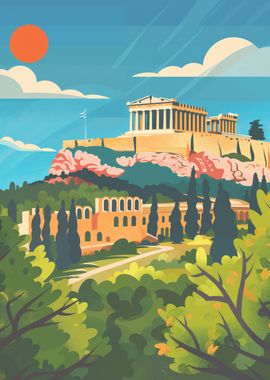 Acropolis Athens Illustration