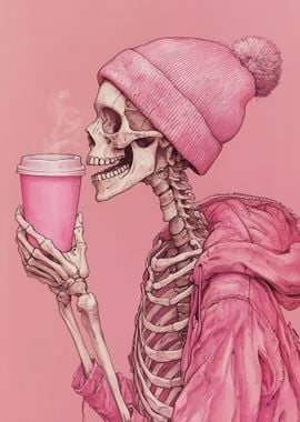 Skeleton With Coffee