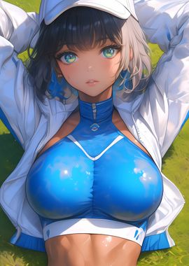 Anime Girl in Blue Sportswear