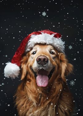 Golden Retriever Santa Hat