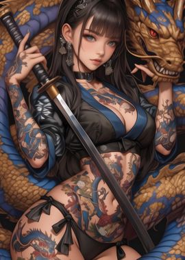 Dragon Tattoo Samurai Girl