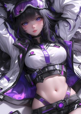 Anime Girl in Purple and White