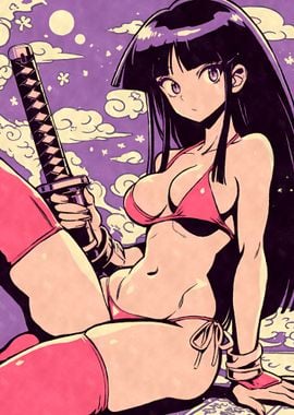 Samurai Anime Girl with Katana