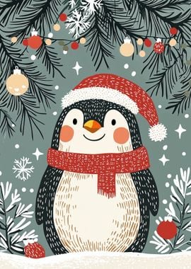 Christmas Penguin Illustration