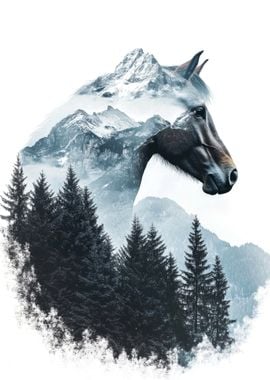 Horse and Mountain Double Exposure