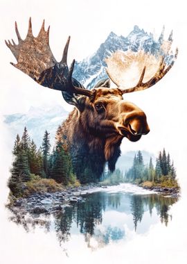 Moose in Mountain Landscape