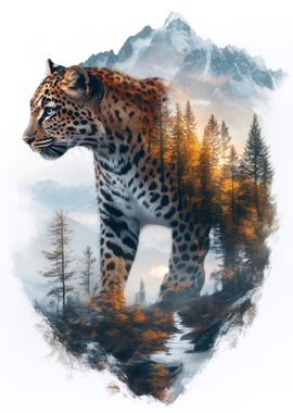 Leopard in Mountain Landscape