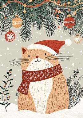 Christmas Cat Illustration