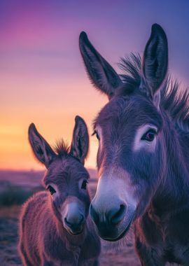 Donkey Duo at Sunset