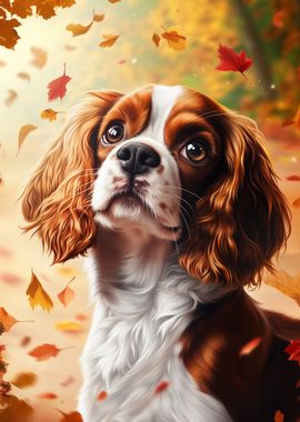 Cavalier King Charles Spaniel in Autumn