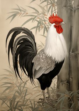 Rooster in Bamboo Forest