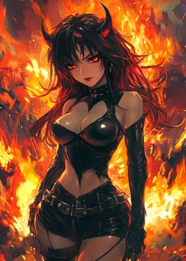 Fiery Anime Demon Girl