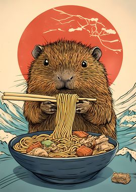 Ramen Eating Hamster Capibara 