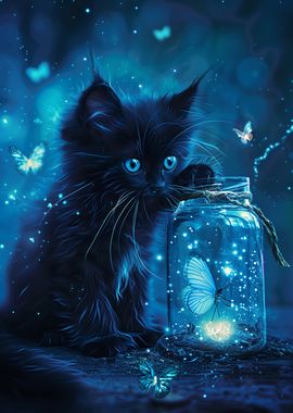 Black Cat with butterfly 