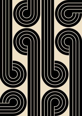 Abstract Geometric Black On Beige Pattern