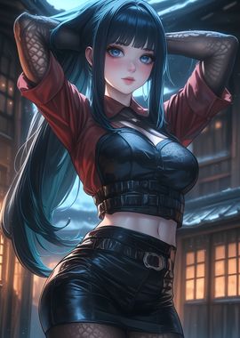 Ninja Anime Girl in Red an