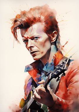 David Bowie Watercolor Portrait