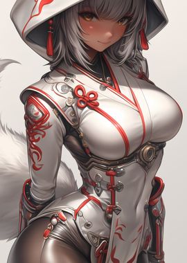 Anime Fox Girl in White an