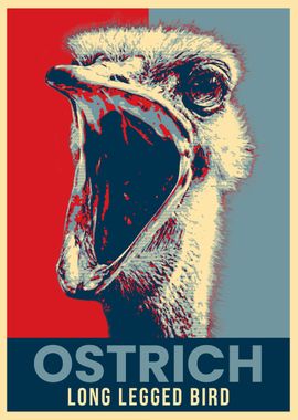 Ostrich pop Art Poster