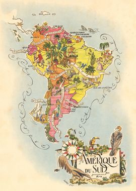 South America vintage Map 1951