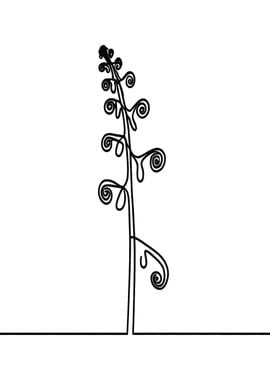 Single Line Fern Plant Illustration