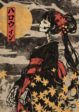 Skeleton Geisha in Kimono