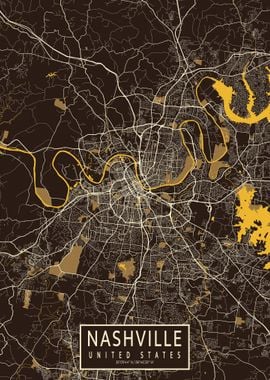 Nashville City Map Pastel