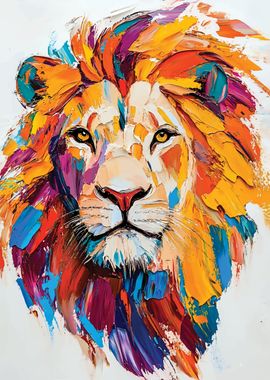 Colorful Lion Portrait