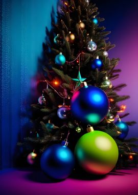 Christmas Tree with Colorful Ornaments