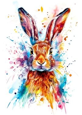 Colorful Rabbit Watercolor