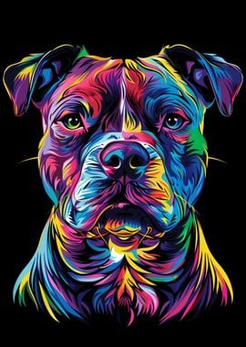 Colorful Pitbull Dog Pit Bull