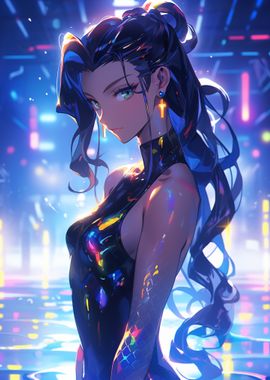 Anime Girl in Neon Lights