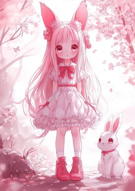 Pink Bunny Girl Anime Kawaii