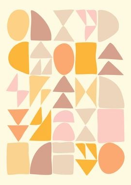 Pastel Geometric Shapes in Earthy Tones Minimalist Art