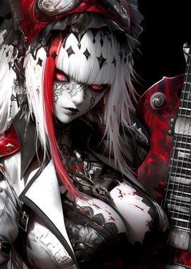 Gothic Anime Girl with Guitar