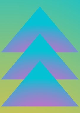 Blue and Green Triangles Gradient Abstract Geometric Wall Art