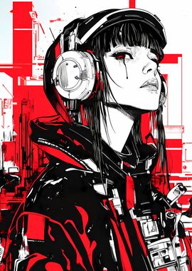 Cybergoth Anime Girl with Headphones