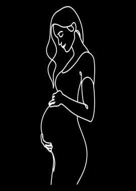 Pregnant Woman Line Art