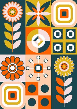 Retro Floral Geometric Pattern