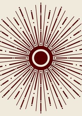 Retro Minimalist Abstract 70s Sunburst