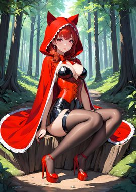 Sexy Anime Red Riding Hood in the Woods