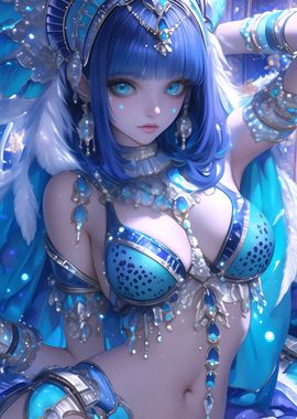 Blue-Haired Anime Girl in Costume